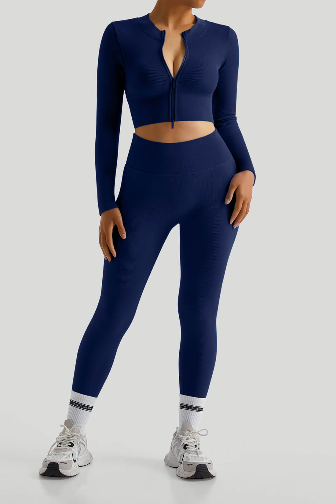 *Market-leading*Two-Way Top High Waist Threaded Legging Match Sets