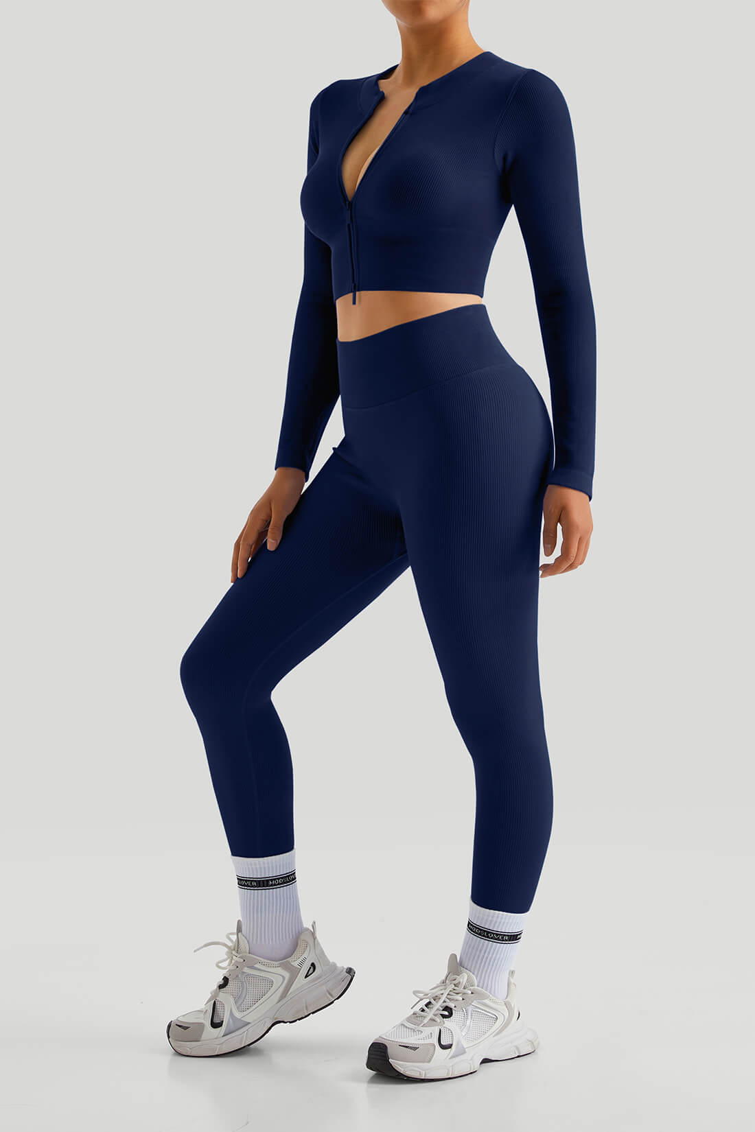 *Market-leading*Two-Way Top High Waist Threaded Legging Match Sets
