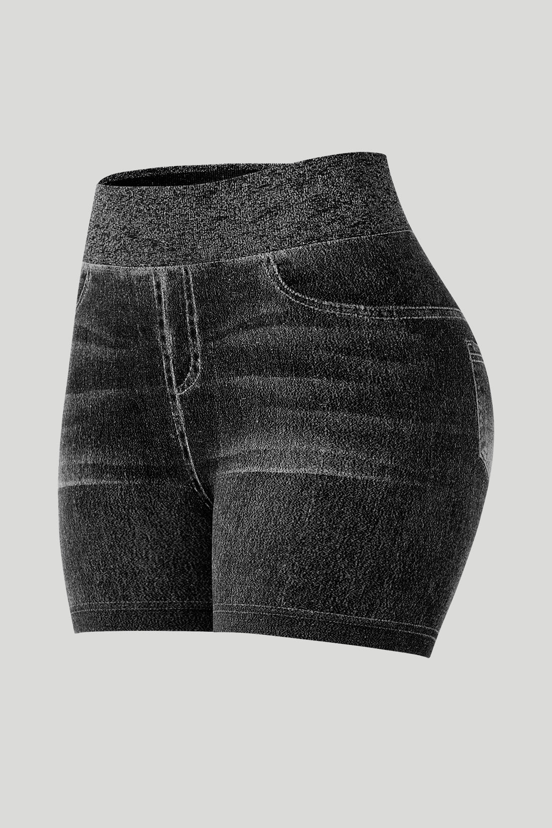 *Market-leading*Stretchy Faux Denim Short Pants