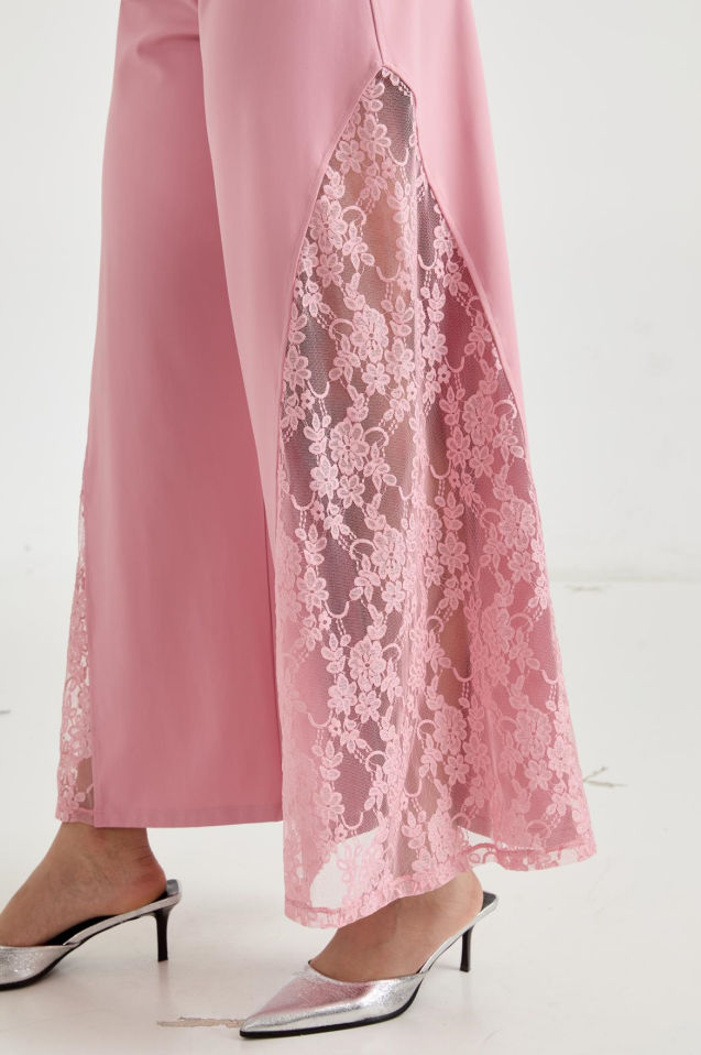*Market-leading*Comfortable Sleeveless top and Lace Wide-leg Set