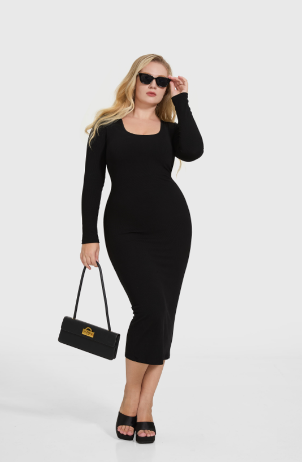 Sculpting Longsleeve Dress With Built in Shapewear