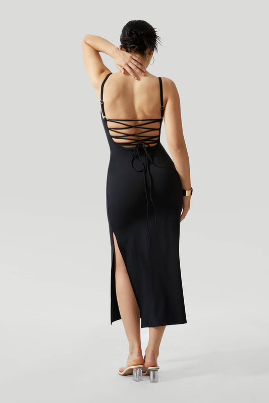 *Market-leading*Sexy Backless Crossed Strappy Dress With Built-In Shapewear