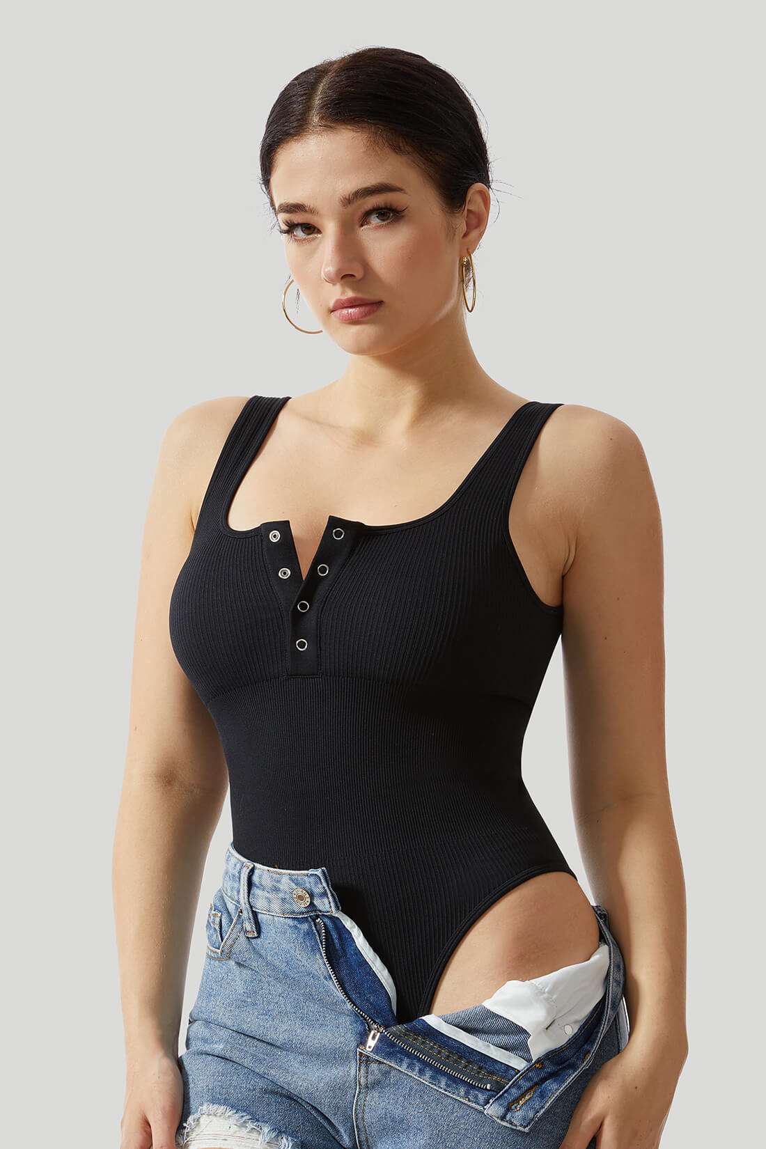 *Ambassadors-only*Thread Press Button Tummy Control Bodysuit