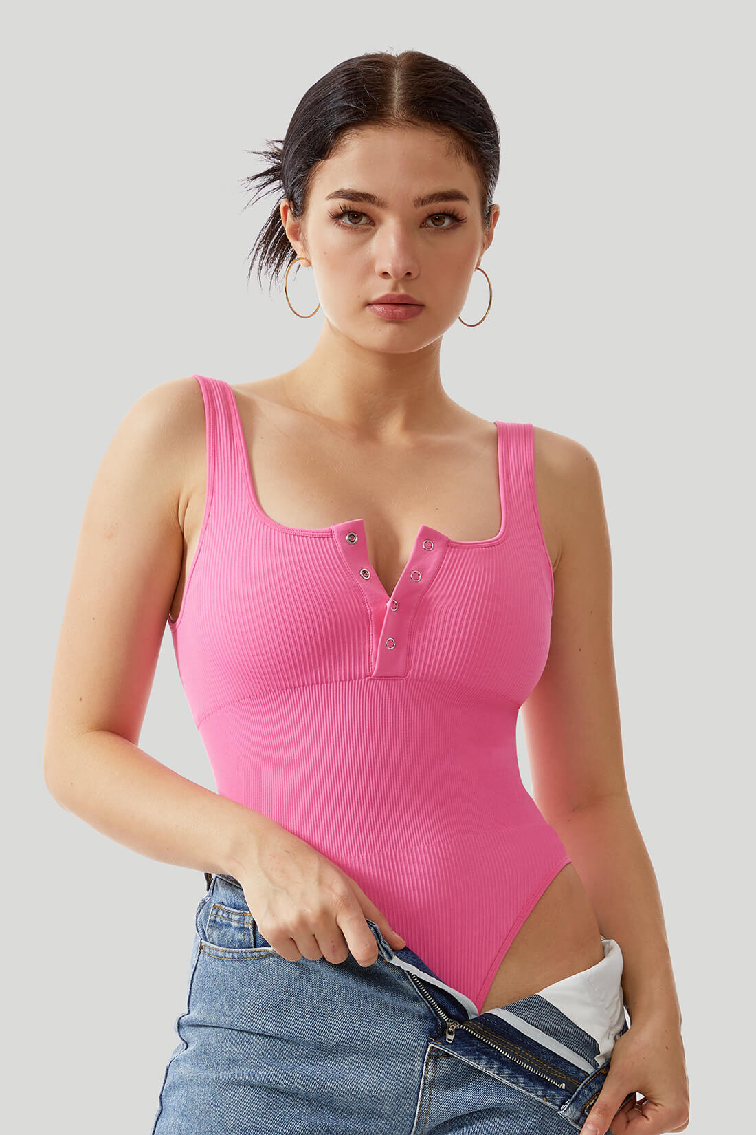 *Ambassadors-only*Thread Press Button Tummy Control Bodysuit