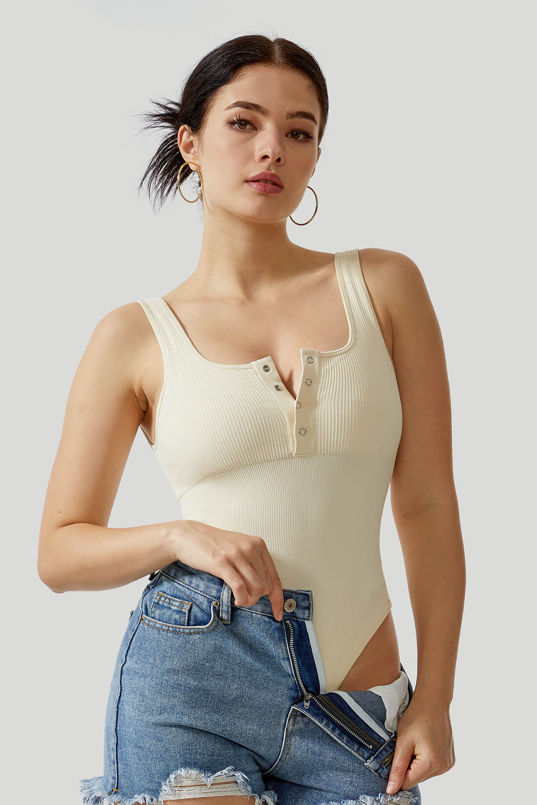 *Ambassadors-only*Thread Press Button Tummy Control Bodysuit