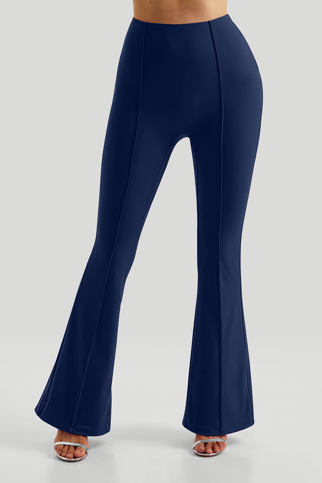 High Waisted Slim Fit Flare Leg Pants