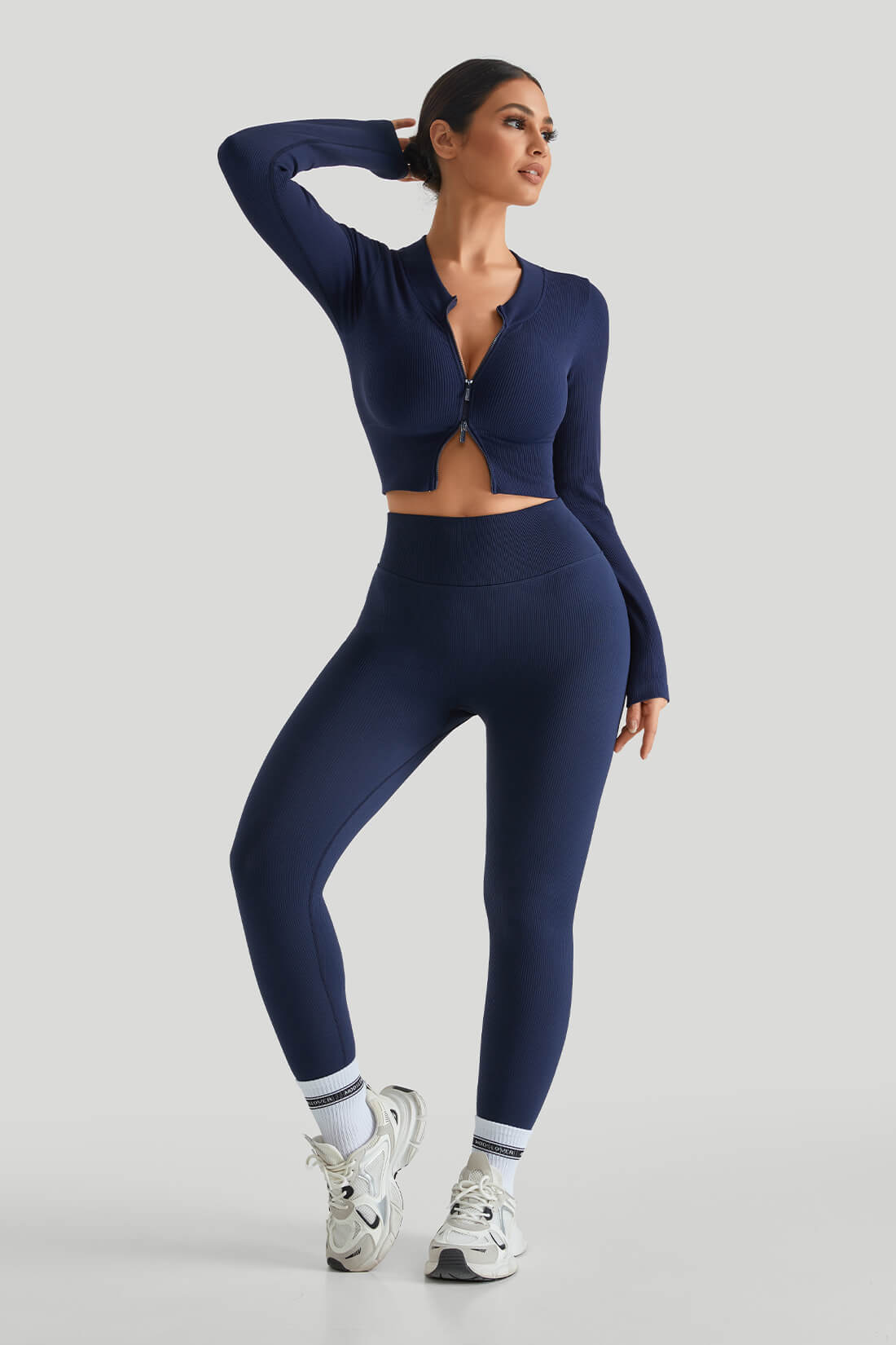 *Market-leading*Two-Way Top High Waist Threaded Legging Match Sets