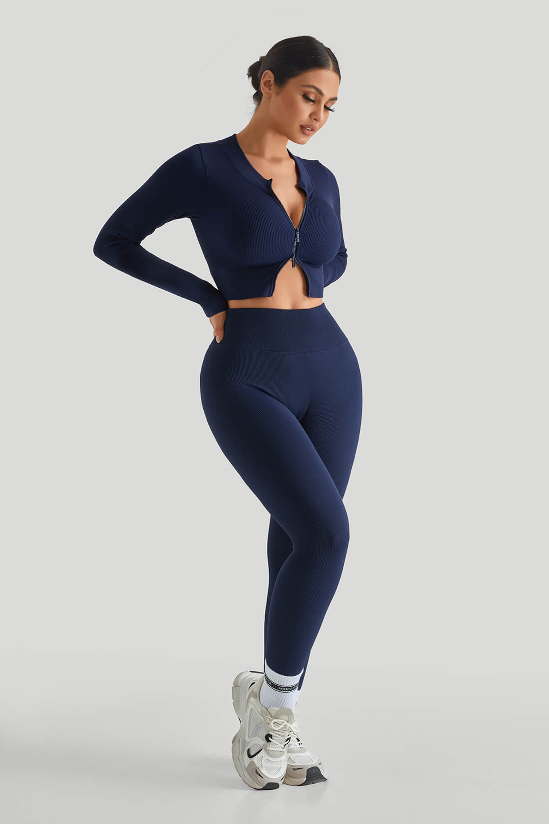 *Market-leading*Two-Way Top High Waist Threaded Legging Match Sets