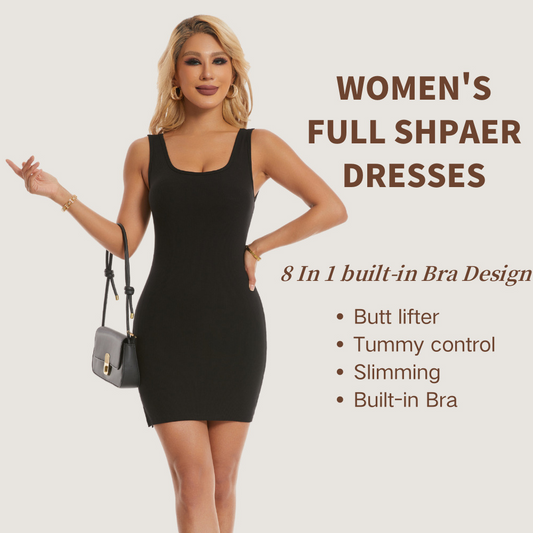 Round Neck Basic Midi Dress With Built-in Shapewear